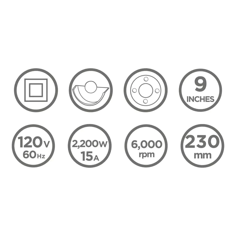 Esmeriladora Angular 9 Pulgadas 2200 Watts - Imagen 4
