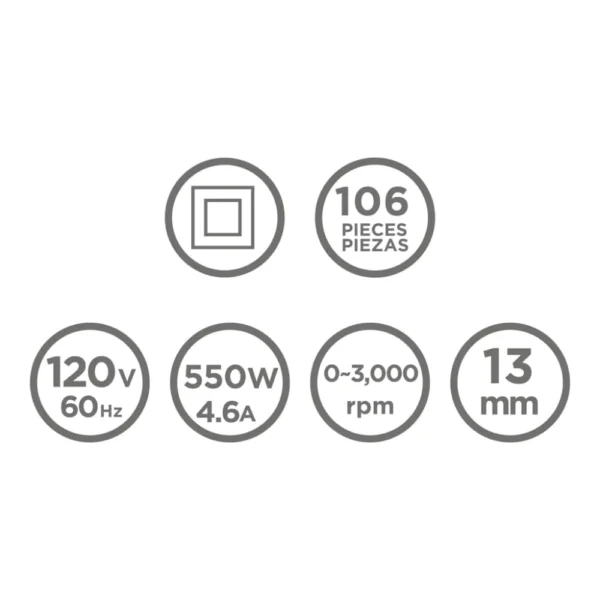 Juego De Taladro De Impacto 106 Piezas - Imagen 4