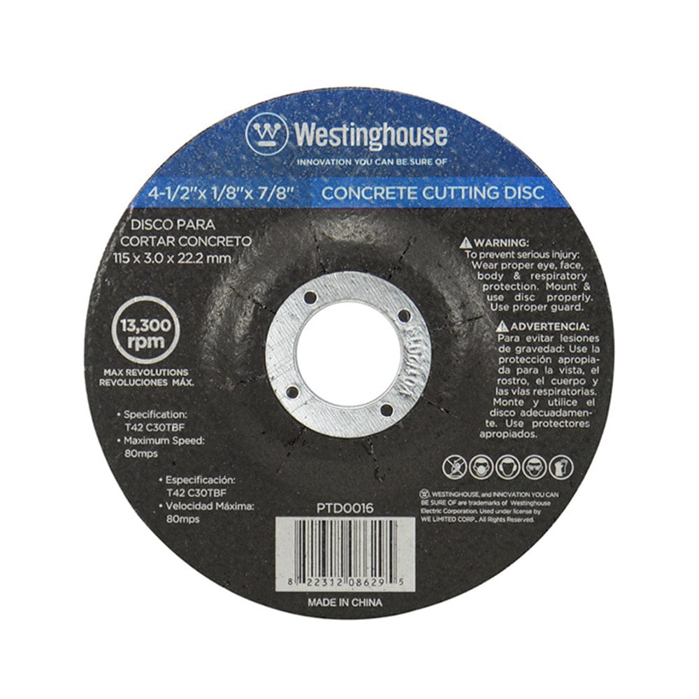 Disco de 4-1/2" x 1/8" x 7/8" para Cortes en Concreto